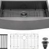 GhomeG 33 Inch Single Bowl Stainless Steel Farmhouse Kitchen Sinks Apron Front 33x22 Inch 18-Gauge Ledge Workstation Farm Kitchen Sink ghomeg