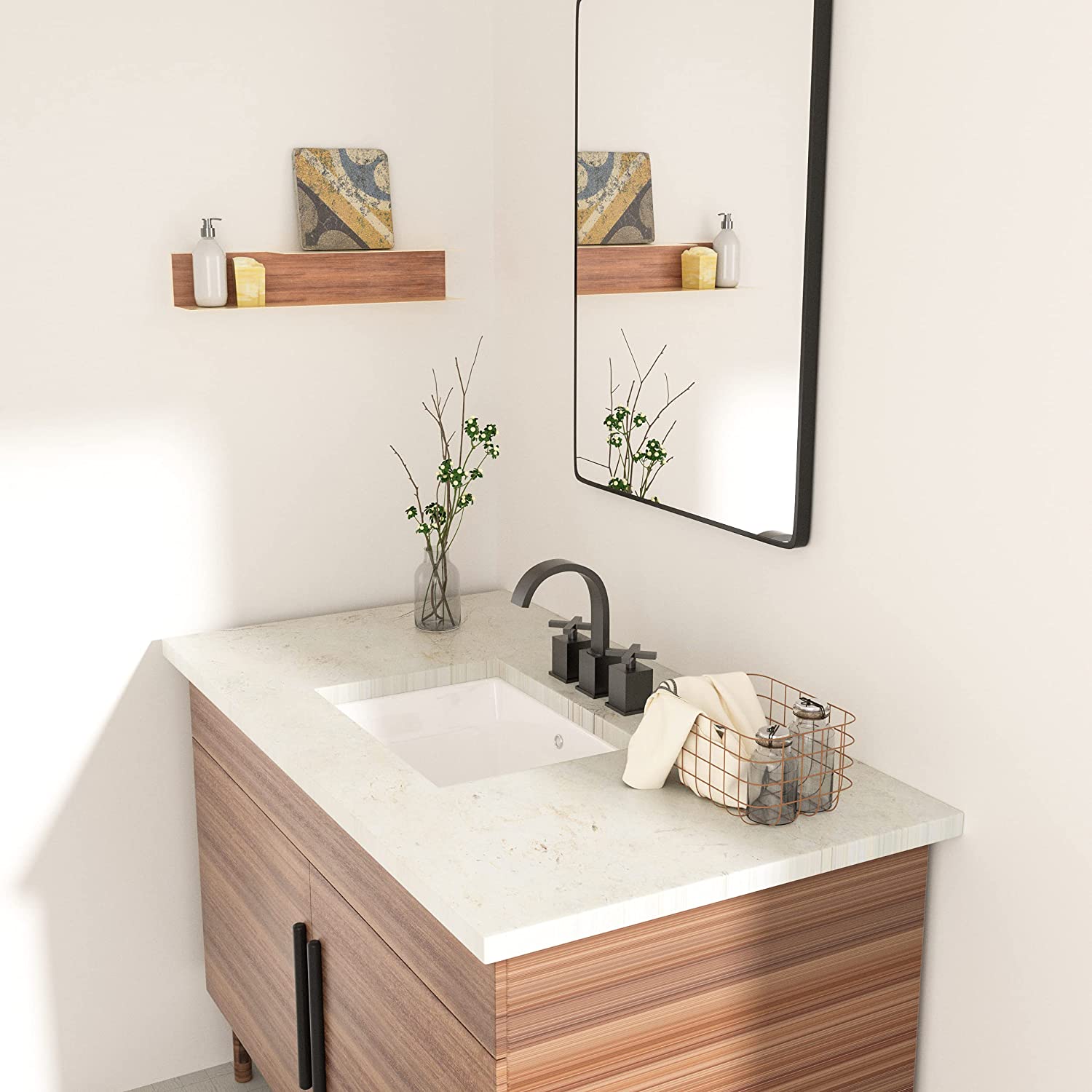 Undermount Bathroom Sink Rectangular - GhomeG 21"x14" Undermount Vessel Sink White Rectangle Porcelain Ceramic Lavatory Vanity Sink with Overflow ghomeg